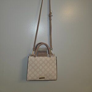 New Nine West Eliora-Pearls Mini Logo Tote Crossbody in Tan and Cream